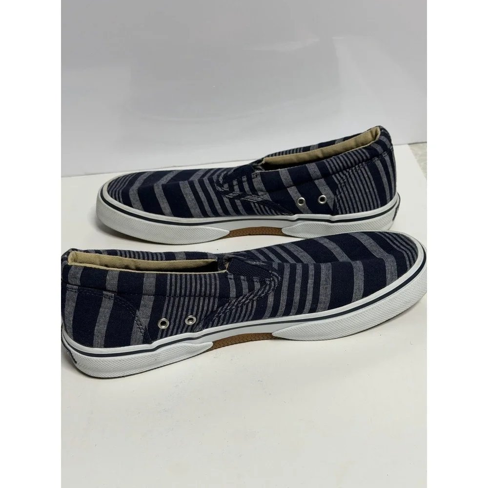 SPERRY Top-Sider 'Stripper' Blue Striped Canvas Slip On Sneakers Men's 8M C-4